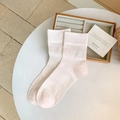 Rosa atmungsaktive Socken mit Lochmuster-Punkten und gestreifter Stricktextur - Einheitsgröße / Rosa