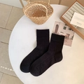 Sweet black heart hollow mesh crew socks in Japanese ballet style for summer wear - Black