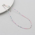 Colorful macaron bead necklace with silver adjustable lobster clasp and extender chain - Macaron Iridescent (19)