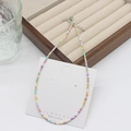Colorful handmade bohemian beaded necklace with macaron glass beads on jewelry card - Classic Macaron (21)