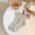 Light gray knit crew socks with hollow heart pattern in a Japanese ballet style - Gray