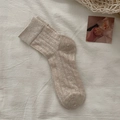 Japanese style white ballet socks with lace hollow bow and breathable mesh pattern - One Size / Brown