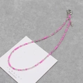 Pink and clear handmade seed bead choker necklace with silver metal lobster clasp closure - Pink Transparent (24)