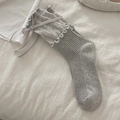 Calcetines grises de punto con ribete de volantes y lazo estilo ballet dulce - Talla única / Gris