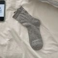 Gray sweet lace socks with ruffled edges and breathable hollow mesh pattern for women - One Size / Dark Gray