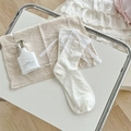 Chaussettes blanches en dentelle avec nœud et maille florale creuse de style lolita - Taille unique / Blanc