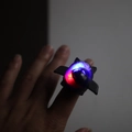 Purple LED glowing pumpkin ring with red and blue lights for Halloween party favors - Bat Ring / Black