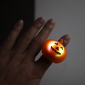 Halloween glowing orange pumpkin ring made of translucent plastic with integrated LED lights - Large Pumpkin Ring