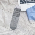 Chic grey knit socks with ribbed cuffs and subtle floral openwork design for summer - Gray Horizontal Texture