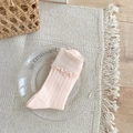 Dolci calzini rosa chiaro con volant e trama a maglia a righe verticali per donna - Taglia unica / Rosa