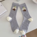 Calze blu grigio con punta e tallone bianchi, caratterizzate da graziosi motivi cupcake - Grigio