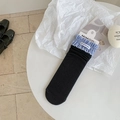 Calze nere a coste con bordo a balze a quadretti blu e etichetta con logo - Taglia unica / Nero con Blu