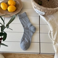 Breathable grey hollow-out crew socks for women with vintage floral mesh pattern - One Size / Gray
