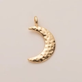 Detail of 18K gold crescent moon pendant with hammered texture for jewelry making - Moon Pendant