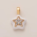 Minimalist 18K gold-plated star pendant with white enamel and star-cut zircon stone - White Flower Pendant