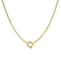 Elegant 18K gold plated stainless steel cable chain necklace with large spring ring clasp - Small Sailor Clasp Pearl Chain