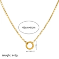 18K gold plated circle buckle pendant necklace with 46cm adjustable link chain - Pearl Chain + Spring Ring