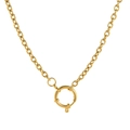 18K gold-plated cable chain necklace featuring a large round spring ring clasp charm - 18mm Sailor Clasp Pearl Chain