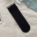 Schwarze Polka-Dot-Socken im Ballett-Stil mit Vintage-Spitzensaum für Damen JK-Look - Einheitsgröße / Schwarz
