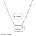 Silver paperclip chain necklace with oval lobster clasp pendant 45cm plus 5cm length - Large Oval Carabiner Paperclip Chain (Steel)