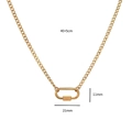 18K gold plated rectangular carabiner pendant necklace with functional screw lock detail - Small Oval Carabiner Paperclip Chain (Gold)