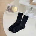 Calcetines negros clásicos de canalé para mujer en algodón transpirable con textura suave - Talla única / Negro