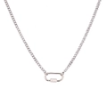Minimalist silver carabiner clasp stainless steel Cuban link necklace for modern styling - Small Oval Carabiner Paperclip Chain (Steel)