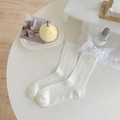 Calcetines blancos de malla calada para mujer estilo japonés en algodón transpirable suave - Talla única / Blanco Crema
