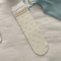 Cremefarbene Socken mit roten Punkten und Spitzenborte im Ballett-Stil für Damen - Einheitsgröße / Beige