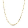 Minimalist golden paperclip chain necklace with polished rectangular metal links - 3mm 40+5 Paperclip Necklace