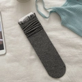 Dark grey ballet-style socks with white polka dots and delicate black lace trim - One Size / Dark Gray