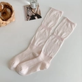 Pink rib-knit slouchy over-the-knee socks for women in soft cotton style - One Size / Pink