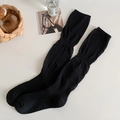 Japanese style black loose slouch socks with ribbed texture and segmented bubble design - One Size / Black