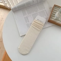 Cream white mid-calf socks with breathable diamond mesh patterns and ribbed cuffs - One Size / Beige
