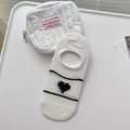 Fantasmini bianchi da donna con motivo a cuore pixel nero e strisce decorative - Cuore Singolo