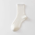 White ballet style heart mesh calf socks with vertical ribbing and hollow-out knit pattern - One Size / Bleached White