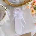 Calze Lolita bianche in pizzo con fiocco decorativo e trama a rete fine - Taglia unica / Bianco