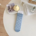 Chaussettes bleu clair style ballet avec motifs nœuds blancs et bordure à volants - Taille unique / Bleu