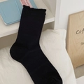 Chaussettes résille noires à bords volantés et motif jacquard ondulé femme - Taille unique / Noir