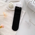 Elegante schwarze Spitzen-Netzsocken mit Rüschenrand und Blumenmuster für den Sommer - Einheitsgröße / Schwarz