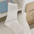 White mesh crew socks with heart cutouts and ruffled edges in a fresh aesthetic - One Size / Bleached White