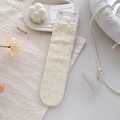 Beigefarbene Spitzen-Söckchen mit Sternenmuster und gewelltem Rand für Damen - Einheitsgröße / Beige
