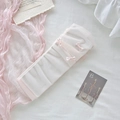 Chaussettes mi-mollet Lolita en maille blanche avec d'élégants nœuds en ruban rose - Taille unique / Rose