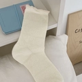 Chaussettes crème en résille à motif cœur avec bordure ondulée et tricot respirant - Taille unique / Blanc Cassé