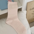 Pink heart cutout mesh socks with lettuce edge trim and breathable wavy knit pattern - One Size / Pink