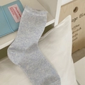 Pastel blue mesh socks for women featuring ruffled cuffs and wave knit patterns - One Size / Light Gray