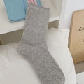 Grey heart mesh socks with ruffle cuffs and hollow knit texture in light cotton - One Size / Dark Gray