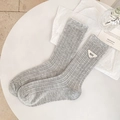 Light grey ribbed crew socks with a white triangular logo patch and high-quality knit texture - One Size / Gray