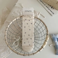 Beige floral crew socks with navy dot pattern and vintage scalloped rib cuffs - Off-white Allover Small Flower