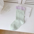 Calze verde menta in stile giapponese con volant lilla e fiocco di nastro bianco - Verde
